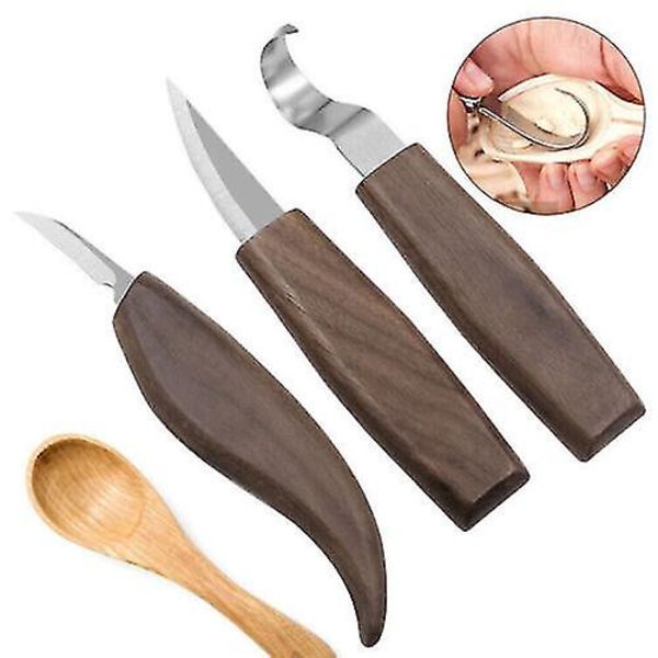 3-pack Träsnideriverktyg Set Krok Sked Knivar Skärande Täljning Bäver Hantverk Stål
