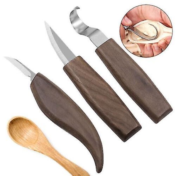 3-pak træskærerværktøjssæt Krogskeknive Skæring Whittling Beaver Craft Stål