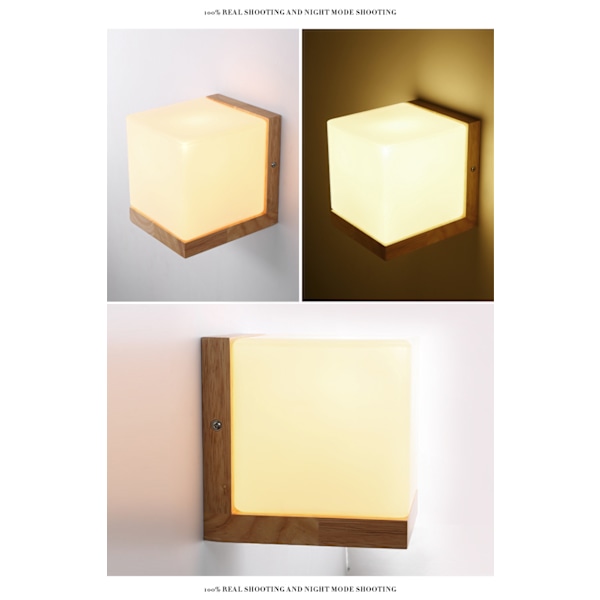 Nordisk Solid Vegglampe Kreativ Sengelampe Enkel Moderne Soverom Stue Hotell Holztechnik Vegglampe