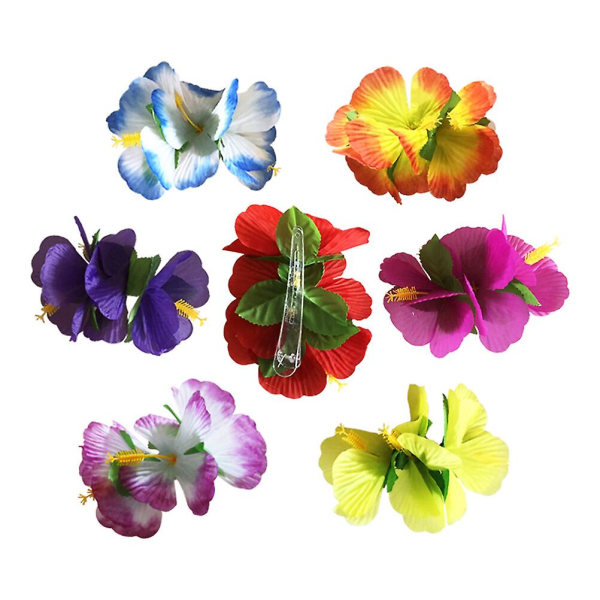 12 st Hawaii Hibiscus Blomster Hårklämmor Blomster Barrette Hår Hårtillbehör För Kvinnor Flickor