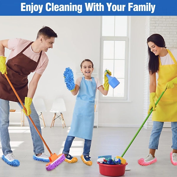 RY*2 paria mikrokuituisia pölynimurikenkiä lattian puhdistukseen, Chenille Lazy Mopping -tossujen suojuksia kodin toimiston kylpyhuoneen pölynpuhdistukseen