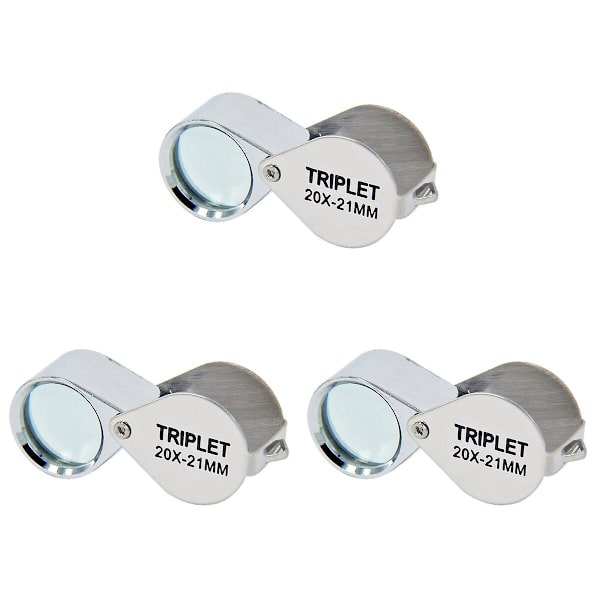 3 stk. Lommestørrelse Oplyst Forstørrelsesglas Juvel Loupe Med 20x Forstørrelse Til Fin Kunstinspektion/ S 3pcs