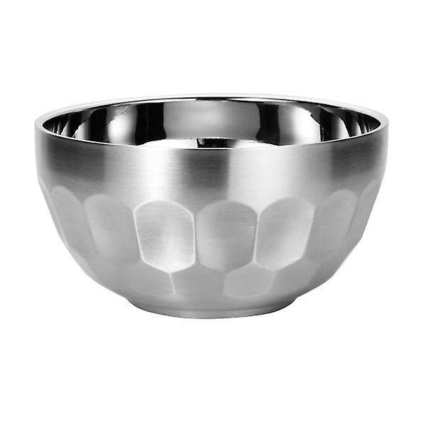 304 Rustfrit Stål Dobbeltlags Isoleret Tykk Skål Madskål Salatskål (sølv 12,9 cm)Sølv 13,8 * 13,8 CM Silver 13.8*13.8CM