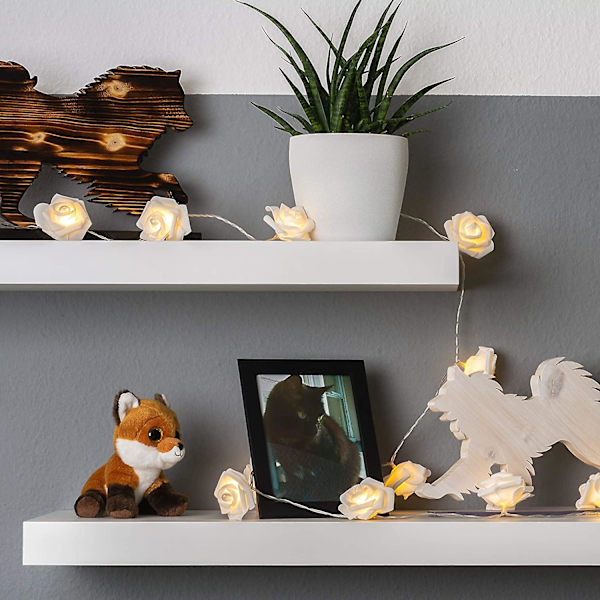 LED-ljusslinga Rosor Vit - 2m | 20 Blommor Varmvit | Rosljusslinga El | Dekoration För: Flickrum, Bröllop, Sminkbord | Ros