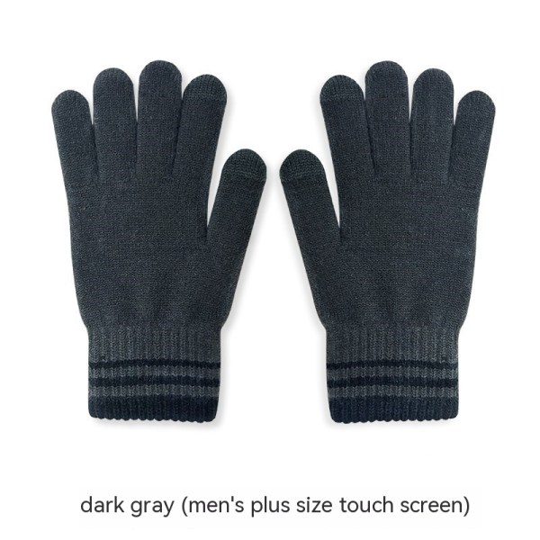 Vinterhandsker Touchscreen Dobbeltlags Elastisk Termisk Strikket Foring Varme Handsker til Koldt Vejr Gray large size touch screen Male/Young Student