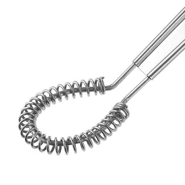 1-pack Mini äggvisp i rostfritt stål, värmebeständig silikon äggvisp, liten äggvisp, handvisp, äggvisp med spiralfjäder, kökskaffe
