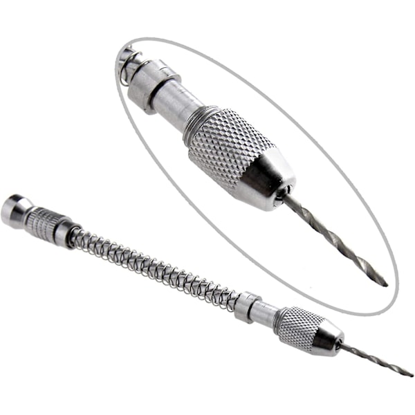 Mini hånddrill med 20 mikro HSS-spiralbor og hullstans for smykker, trebearbeiding, håndverk
