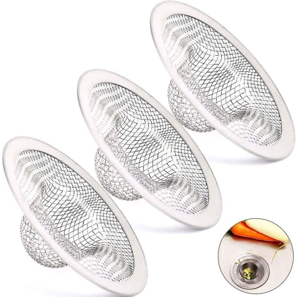 Sæt af 3 Rustfrit Stål Håndvask Si, Køkkenvask Gitter Anti-tilstopning Si Håndvask Aftapning Til Køkkenvask, Badeværelse, Vask, Badekar, 7 * 3 * 3cm