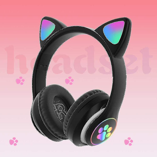 Spelheadset Mode Bluetooth Kattungeöron LED-belysning Trådlöst Headset