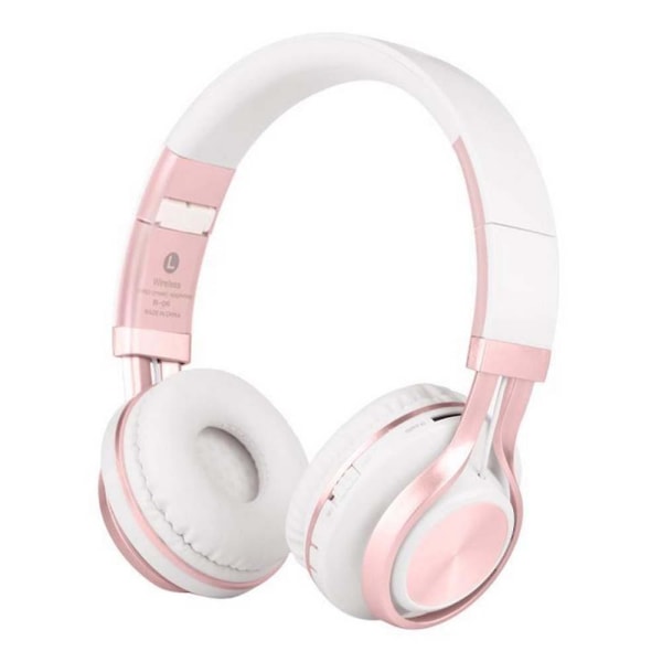 Bluetooth-hodetelefoner, sammenleggbare stereo trådløse Bluetooth-hodetelefoner over øret med mikrofon og volumkontroll, trådløst og kablet hodesett for PcPink Pink