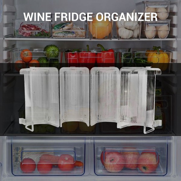 4 pakke Kjøleskap Organizer Kjøkken Flaske Oppbevaringsstativ Stablebar vinholder Flasker Display Shel