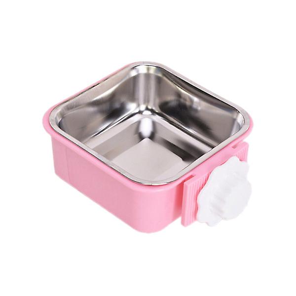 Pet Bowl Pet Feeding Bowl Dog Crate Water Bowl Clip Metal Dog Bowls Hanging Dog BowlPinkS