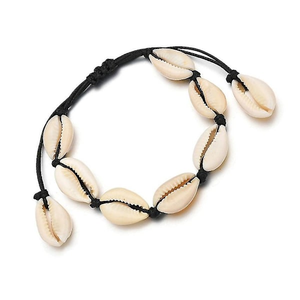 Shell Choker Halskæde Muslingehalskæde Justerbar Shell Halskæde Armbånd Sæt Hawaiianske Smykker Til Kvinder Mænd Piger Sort black