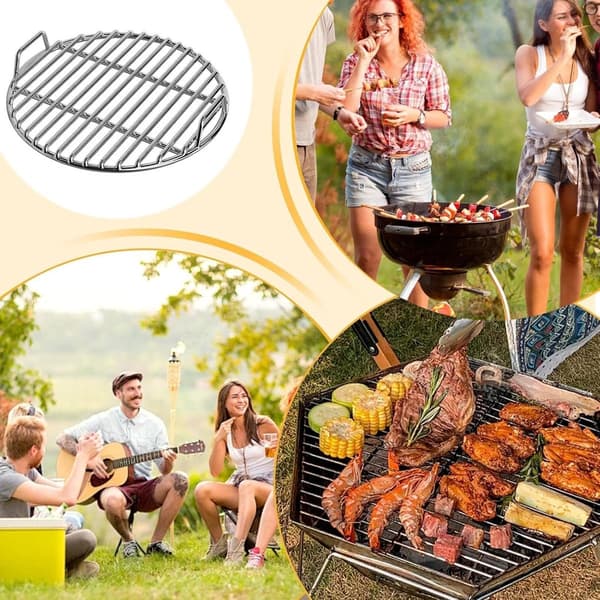 Rund erstatningsgrillrist, rustfritt stål, varmebestandig, 35 cm, universell passform for kullgriller, camping og utendørsgrilling