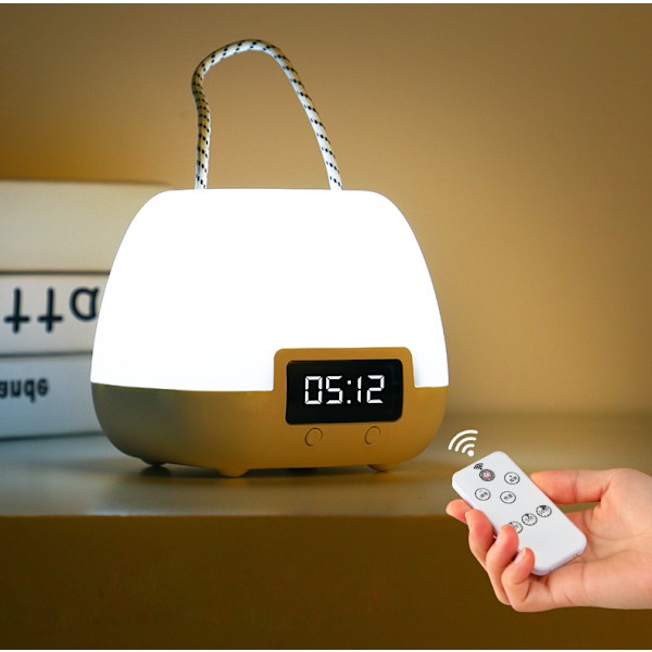 LED Bordlampe Genopladelig Fjernbetjening Natlys Udendørs Natmarked Boder Lys Svampe Ur Lys
