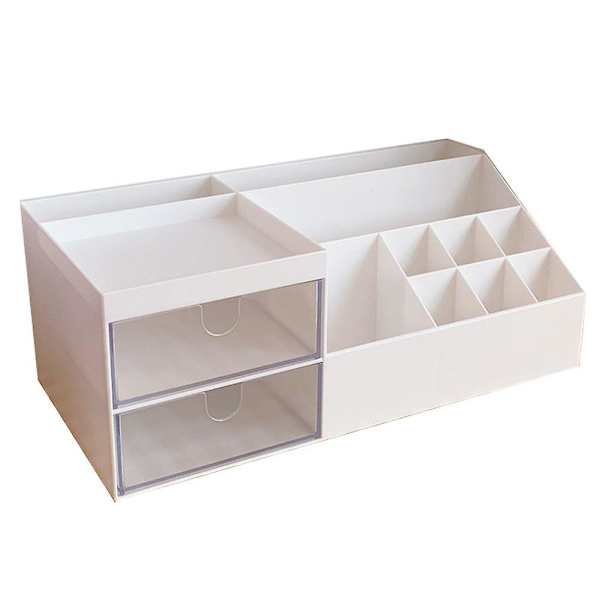 Skuffe Smykkearrangør Vanity Opdelt Skab Opbevaringsskuffe Æske Vanity Arranger Kosmetik Organizer White 24.5x12cm