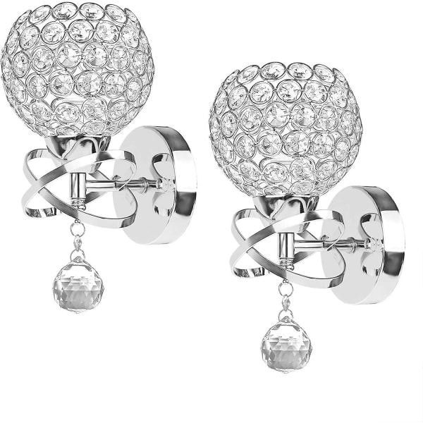 Modern Kristall Hängande Vägglampa Sovrum Gang Vardagsrum Vägglampa Konsol E14 Sockel 2 Stycken (Silver)
