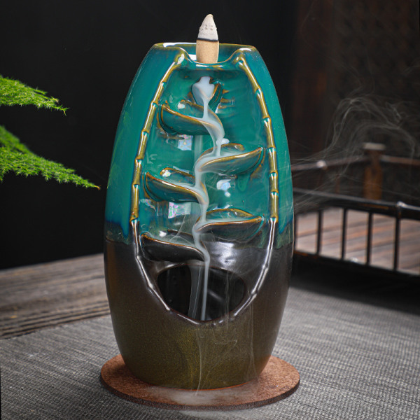 Ceramic Waterfall Backflow Incense Burner - Cones - for Relaxation, Purification, Meditation, Yoga Gift