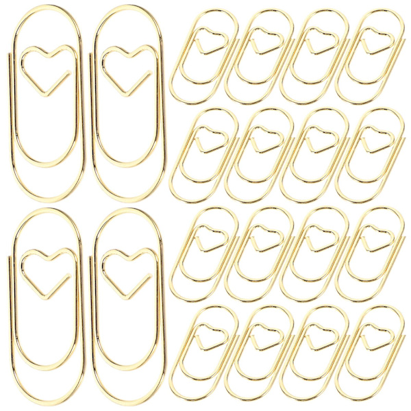 100 stk. Strikke-Clips Pynt Fil Dokumenter Clips Kontor Dokumenter Clips Bog Læsning Clips Guld 2X1 Golden 2X1X0.1CM