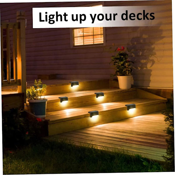 Solbelysning för Utomhus, 1-pack, Vattentäta LED-Solbelysning för Utomhus Patio, Däck, Trappor, Gräsmatta och Uppfart (Varmvit) Ljus