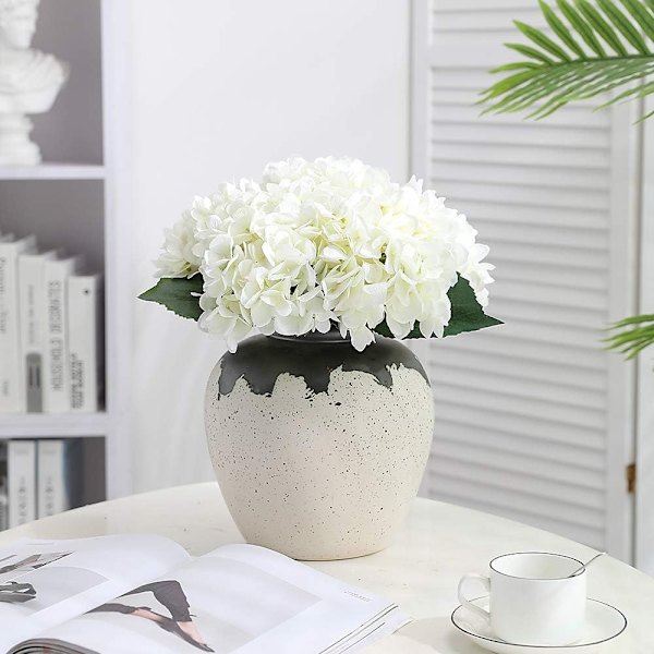 5 stk. Kunstige Hortensia, Hortensia Buket, Velegnet til Bryllup, Hjem, Hotel, Festdekoration, Blomsterarrangement (Hvid)