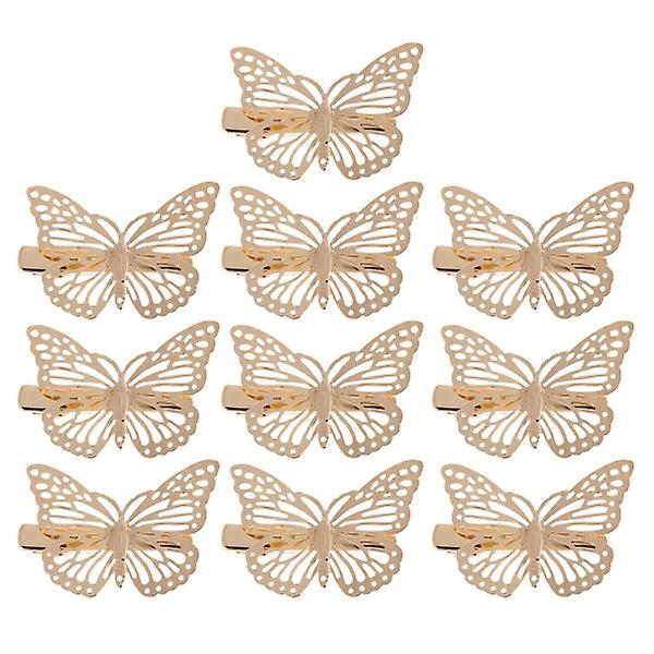 10 stk Jentehårklipp Delikate Hårklipp Jenter Hår Snap Barrettes Hår Barrettes Klemmer Lett sommerfugl Light butterfly 5.4*3.65cm