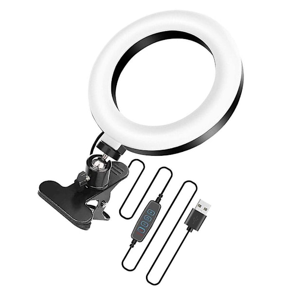 6 .3 LED Ringlampe Dimbar Ringlys Selveportrett Skytelys Ringlampe Stativ Hvit 16x16cm White 16x16cm
