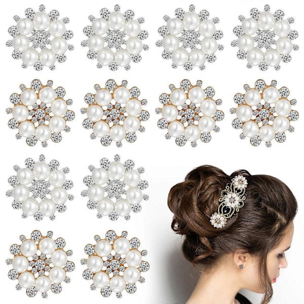 RYI)20 st Strass Pärlor Dekorationer Hantverk Pärlor Faux Pärlor Blomma Knappar för DIY Håraccessoarer