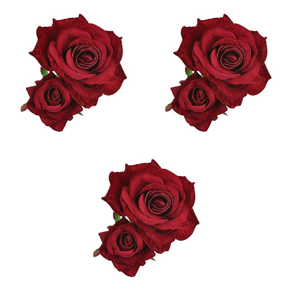 3 stk  Stilige Flanell Rose Blomster Hårspenne Imitasjon Blomster Bobby Pin Elegant Sjarmerende Hårklipp 3 pcs 20*12cm