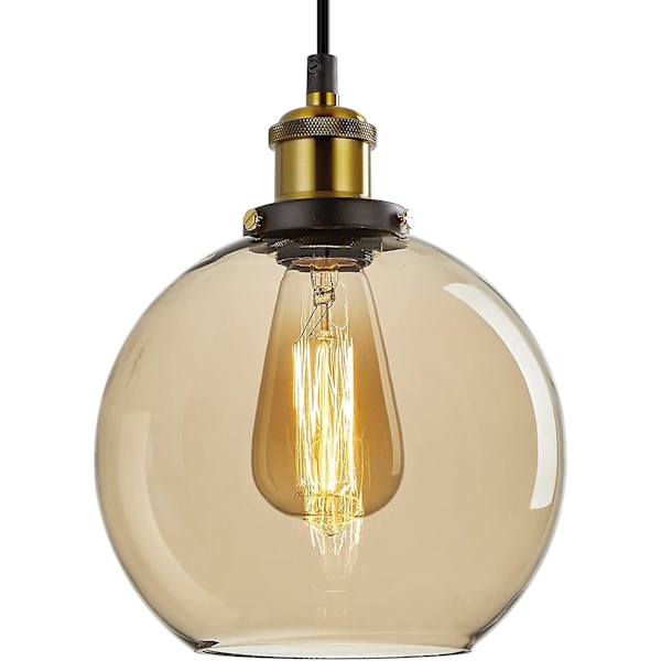 Industriel Glas Pendellampe, Loftlampe Med Glas Skærm, E27 Justerbar Pendellampe Base Pendelbelysning Loft Til Loft Køkken Spisestue Ca