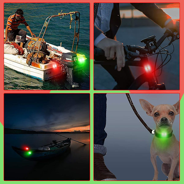 Båt Bauglys Røde og Grønne LED Båt Navigasjonslys For Båt Kajakk Pontong Hovercraft Yacht Motorbåt Sykkel Jakt Nattløping Fiske (4 stk, Gr