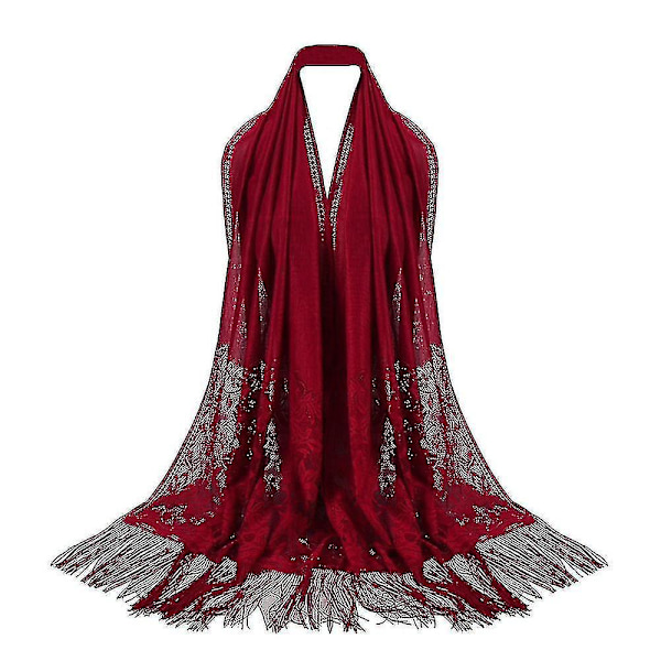 Kvinnors Muslimisk Islamisk Tofs Spets Hål Lång Hijab Sjal Sjal Wrap Stole