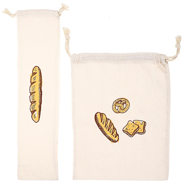 2 st återanvändbara brödpåsar med dragsko Design Brödpåsar Multi-användning Brödpåsar Köksväskor Blandade färger 36X28.5X0.2CM Assorted Color 36X28.5X0.2CM