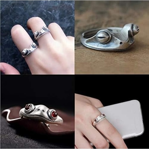 16 stk Vintage Open Frog Rings Set Knoke Stabling Ring Snake Ring Boho Fugledyr Drager Fingerringer for kvinner Menn Jenter