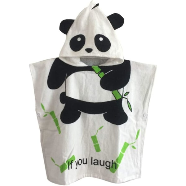 Barnehettehåndkle i bomull, hetteponcho til bad/strand, Panda