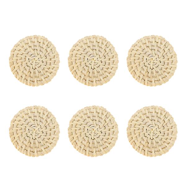 6 kpl Rattan-Punotut Korut Yksinkertaiset Pyöreät Korvakorun Ripukset Korujen Valmistukseen Koristeet 4X4X0.4CM 4X4X0.4CM