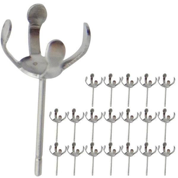 20 st Ear Stud Posts Klo DIY Örhänge Tillbehör Pärla Smycken Tillverkning För Kvinnor Silver 1X1X1.9CM Silver 1X1X1.9CM