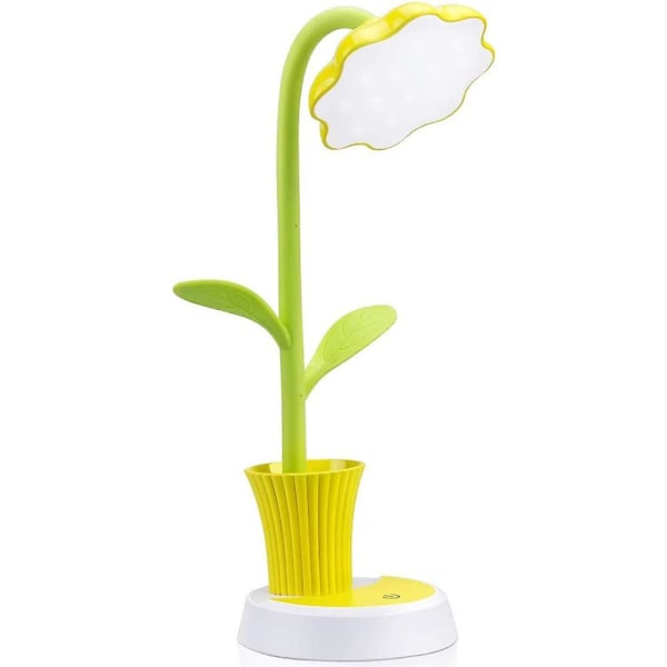 Skrivebordslampe for barn LED øyevern Skrivebordslampe Dimbar nattlampe med berøringssensor med pennholder Gul Yellow