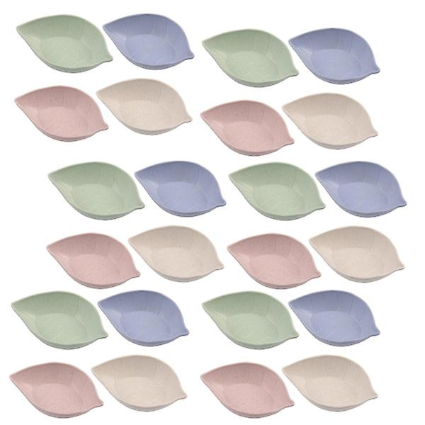 24 stk. Simple Hvedehalm Tallerkener Blad Sauce Salt Tallerken Skål Blad Slik Snack Tallerken Lille Ris Tallerken Plat Assorted Color 11X7X2.5CM