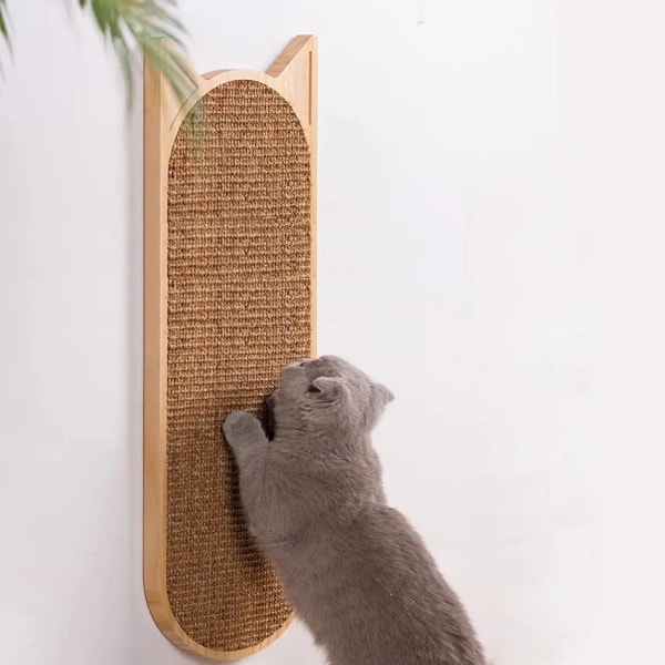 Vægmonteret kattekradsestolpe，Katteskraber i træfilt，Vægmonteret lodret kradsepude til indendørs katte eller killinger