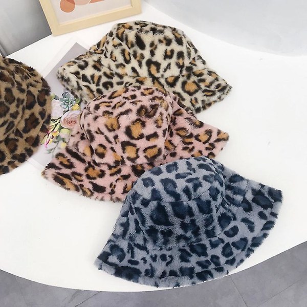 Reversibel bøttehatt for kvinner og menn, sammenleggbar leopard-gepardprint fiskerhatt solhatt bøttehatt for jente gutt blå blue