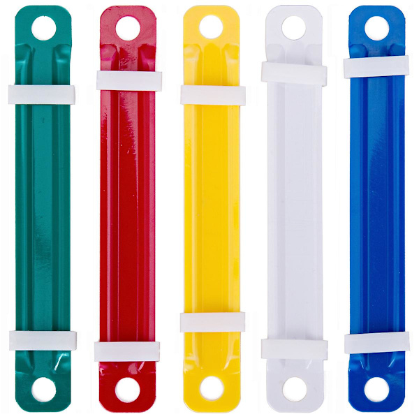 Plastfästen Filklämmor för Kontor Skola Pappersfiler Tvåhåls Filklämma Strip Kontorsmaterial Färgad Plastpärm (50 st)