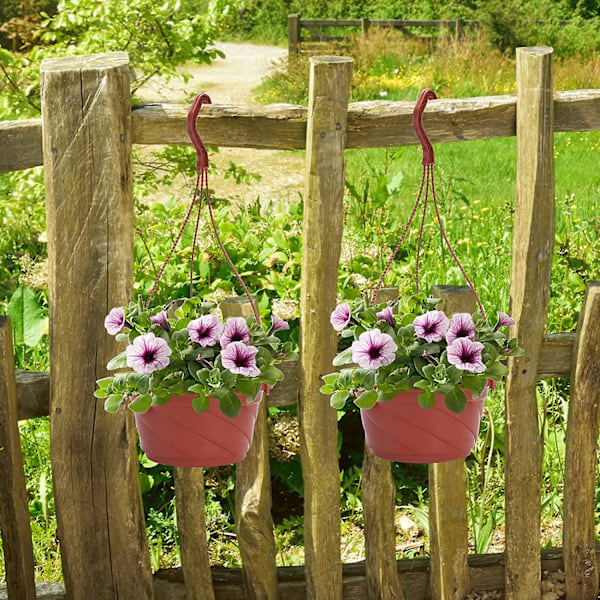 10-pak Plast Hængende Selvvandende Blomsterkrukke til Udendørs- og Indendørsplanter - Rød_RY