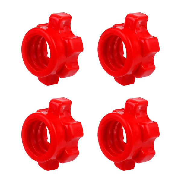 4 st svarta hantelklämmor Dumbell Hex Nutd Hanteltillbehör Skivstångssexkantmutter Hantelklämma Hantel Red 4.8X3.7X2.1CM