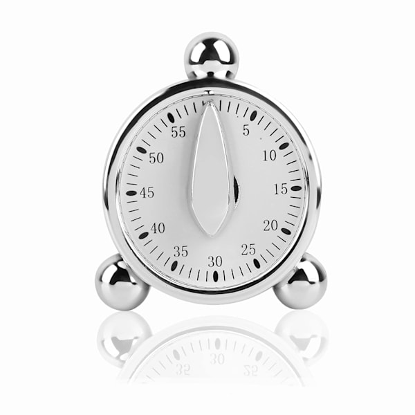 60 Minutes Kitchen Timer, Stainless Steel Egg Shaped Mechanical Cooking Timer Manual Countdown Reminder Baking