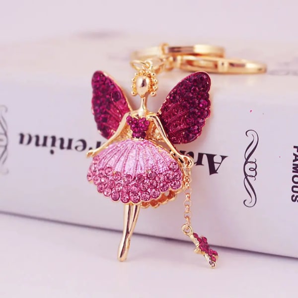 Ängel Nyckelring Rosa Kristall Nyckelring Kreativ Söt Metall Kristall Nyckelring Söt Bilhänge Mini Nyckelring Används För Nycklar, Plånböcker, Ryggsäckar, Bilar, Hol