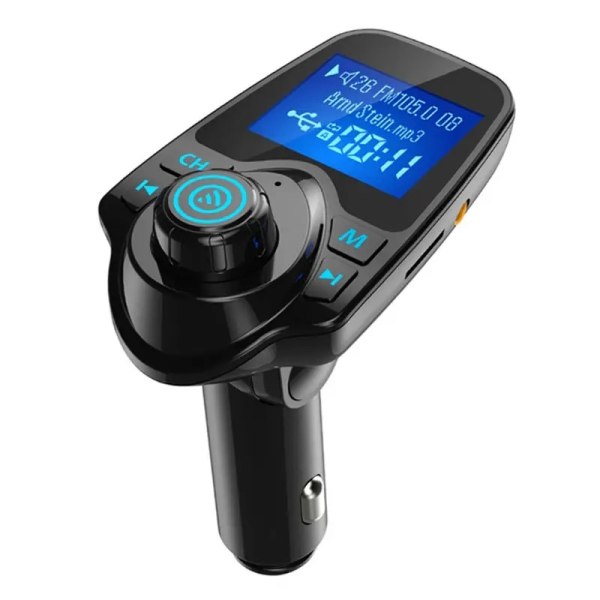 Trådlös Bluetooth FM-sändare radioadapter i bilen bilsats W 1,44 tums skärm stöder TF/SD-kort och USB billaddare för alla