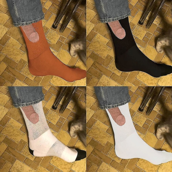 Sjove Strømper til Kvinder og Mænd - Novelty Strømper 2 par Stribede Hvid*Sort 2 pairs Striped white*black