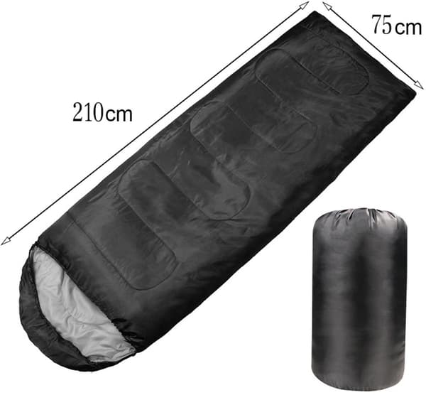 Sovepose, 2-i-1 Varm Åndbar 210T Foring, Letvægts Tæppe Til Voksne, Camping Og Rejser, Sort, 220 X 80 Cm