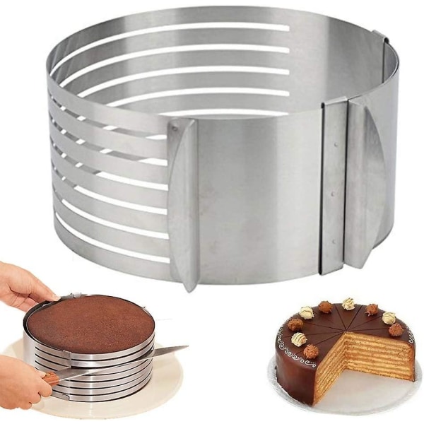 Ringskärare Layer Cake Slicer, Justerbar Ring 7 Layer Mousse, För lätt skärning av tårtgolv, Gör-det-själv runda brödbakpanna